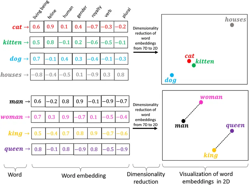 Figure 3. Excellent word2vec illustration by @swatimeena at https://swatimeena989.medium.com/training-word2vec-using-gensim-14433890e8e4.